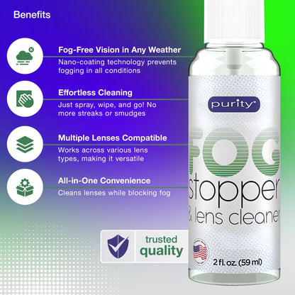 Purity Fog Stopper & Lens Cleaner Spray - Anti Fog for Glasses (2oz)