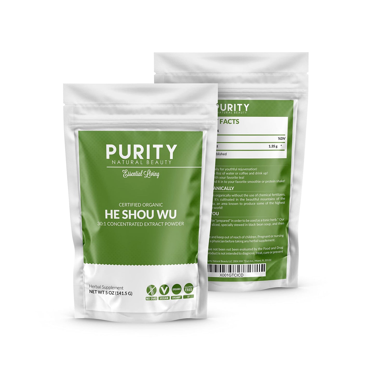 Purity Natural Beauty Certified Organic He Shou Wu – 5oz Fo Ti Extract (30:1)