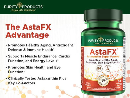 Purity Products AstaFX Astaxanthin 4 mg AstaREAL with Tocotrienols & BioPerine – 60 Vegetarian Caps