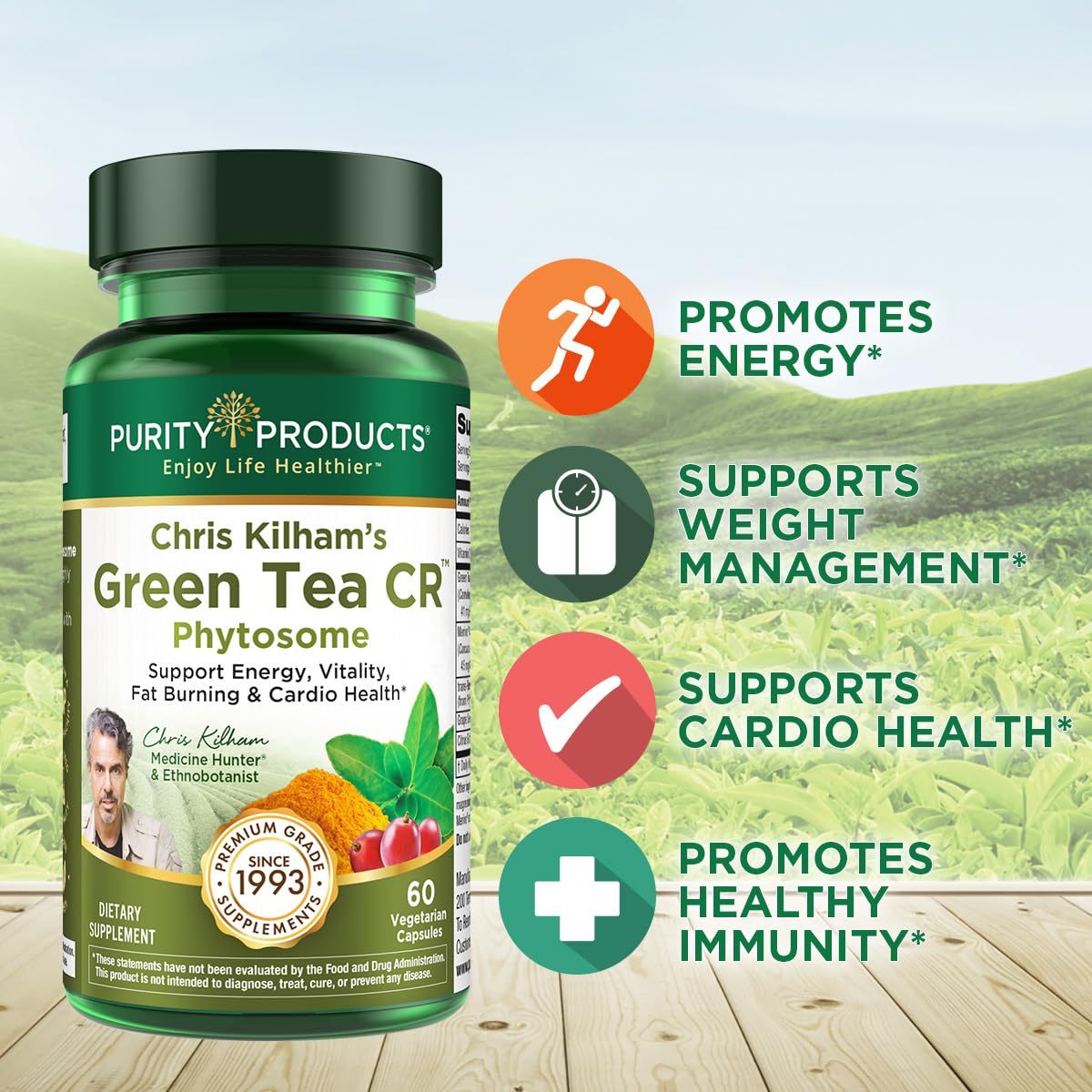 Purity Products Green Tea CR with Phytosome Tech – Chris Kilham, 60 Caps