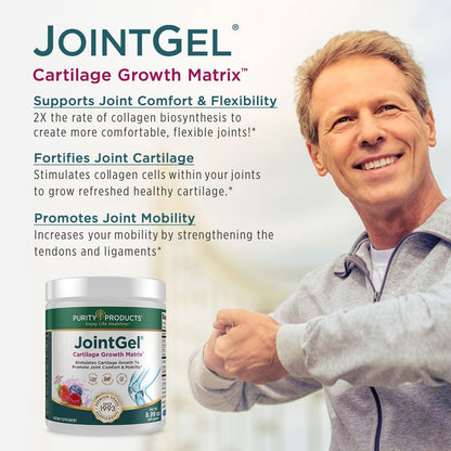 Purity Products JointGel Formula – Collagen Peptides + MSM, Berry Powder, 30 Day Supply