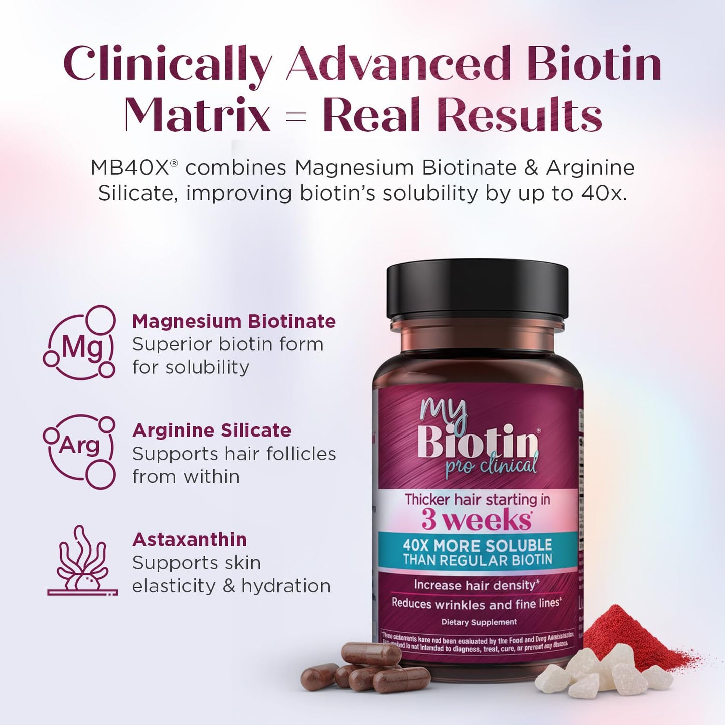 Purity Products MyBiotin ProClinical – 40x Soluble Biotin for Hair, Skin & Nails | 30 Veg Capsules
