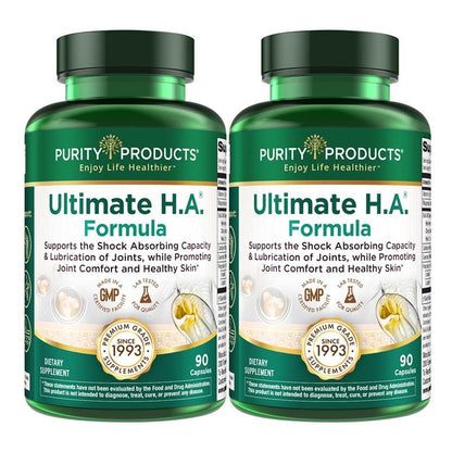 Purity Products Ultimate H.A. Formula – BioCell Collagen & Hyaluronic Acid for Joints & Skin | 2 x 90-count