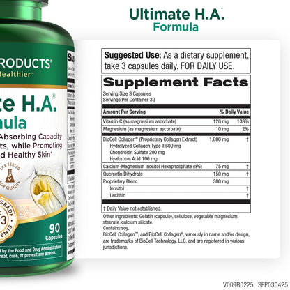 Purity Products Ultimate H.A. Formula – BioCell Collagen & Hyaluronic Acid for Joints & Skin | 2 x 90-count