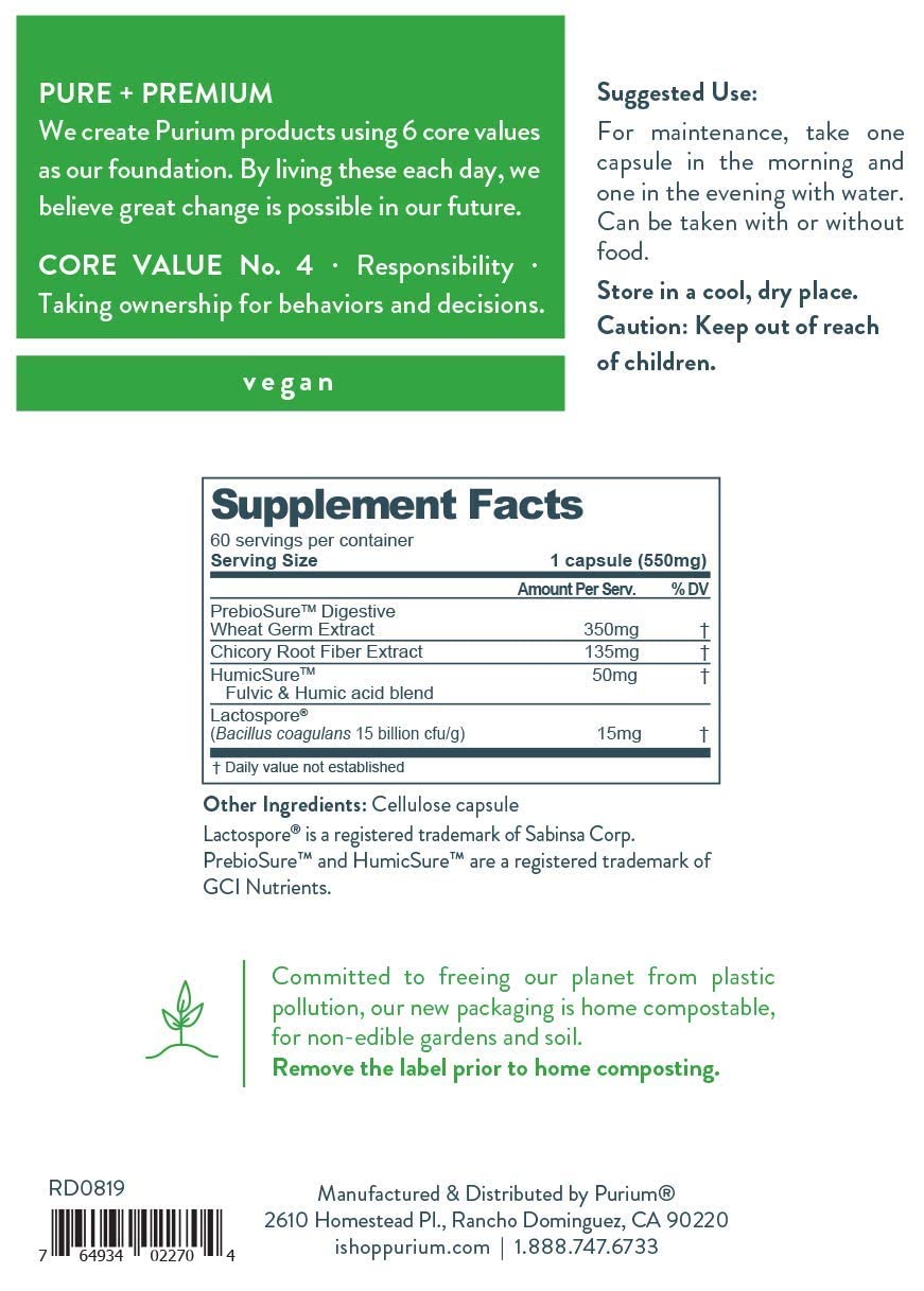 Purium Biome Medic – 60 Vegan Capsules | Gut Health, Detox & Probiotics