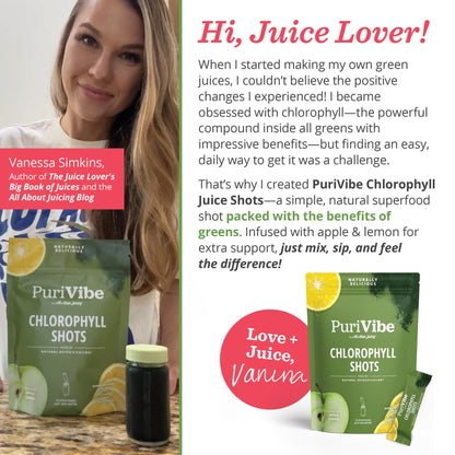 All About Juicing Chlorophyll Green Juice Shots – Clean Energy, Detox, Alkalize (30 Stick Packs)