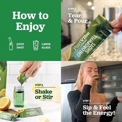 All About Juicing Chlorophyll Green Juice Shots – Clean Energy, Detox, Alkalize (30 Stick Packs)