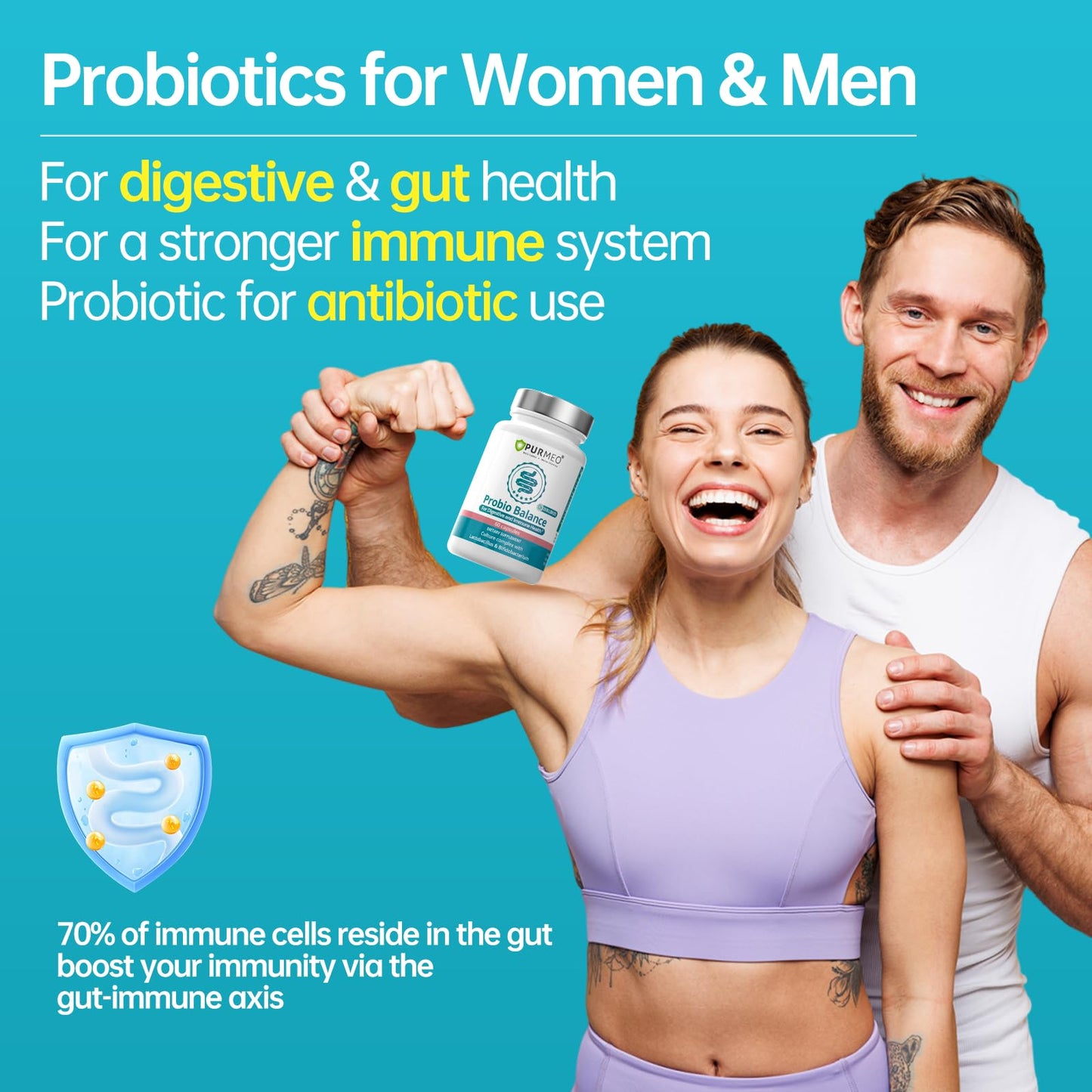 Purmeo Probiotics for IBS & Bloating – Lab4 20B CFU, 60-Day Supply