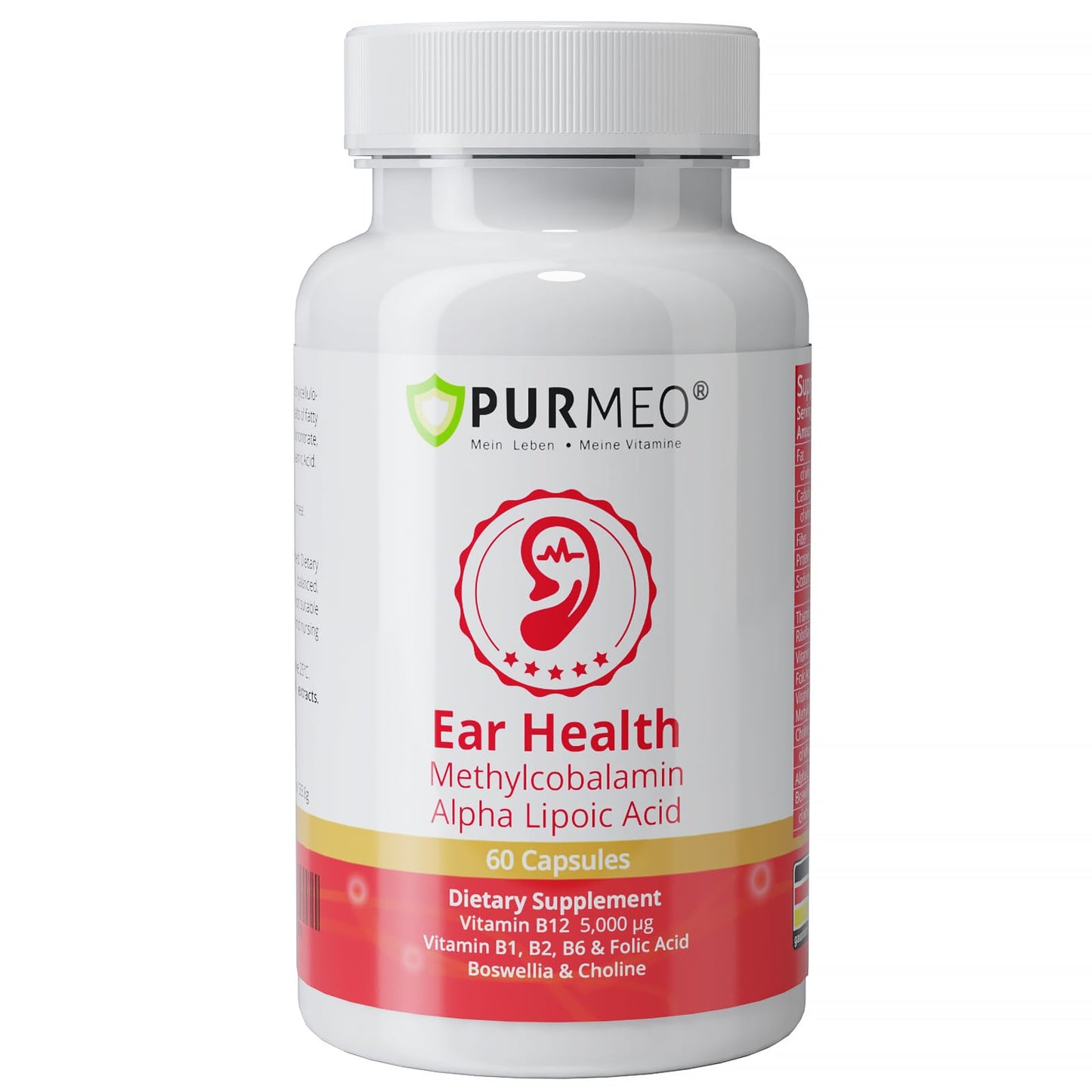 Purmeo Tinnitus Relief – 1 Daily Capsule | German-Grade Alpha Lipoic Acid & Methylcobalamin