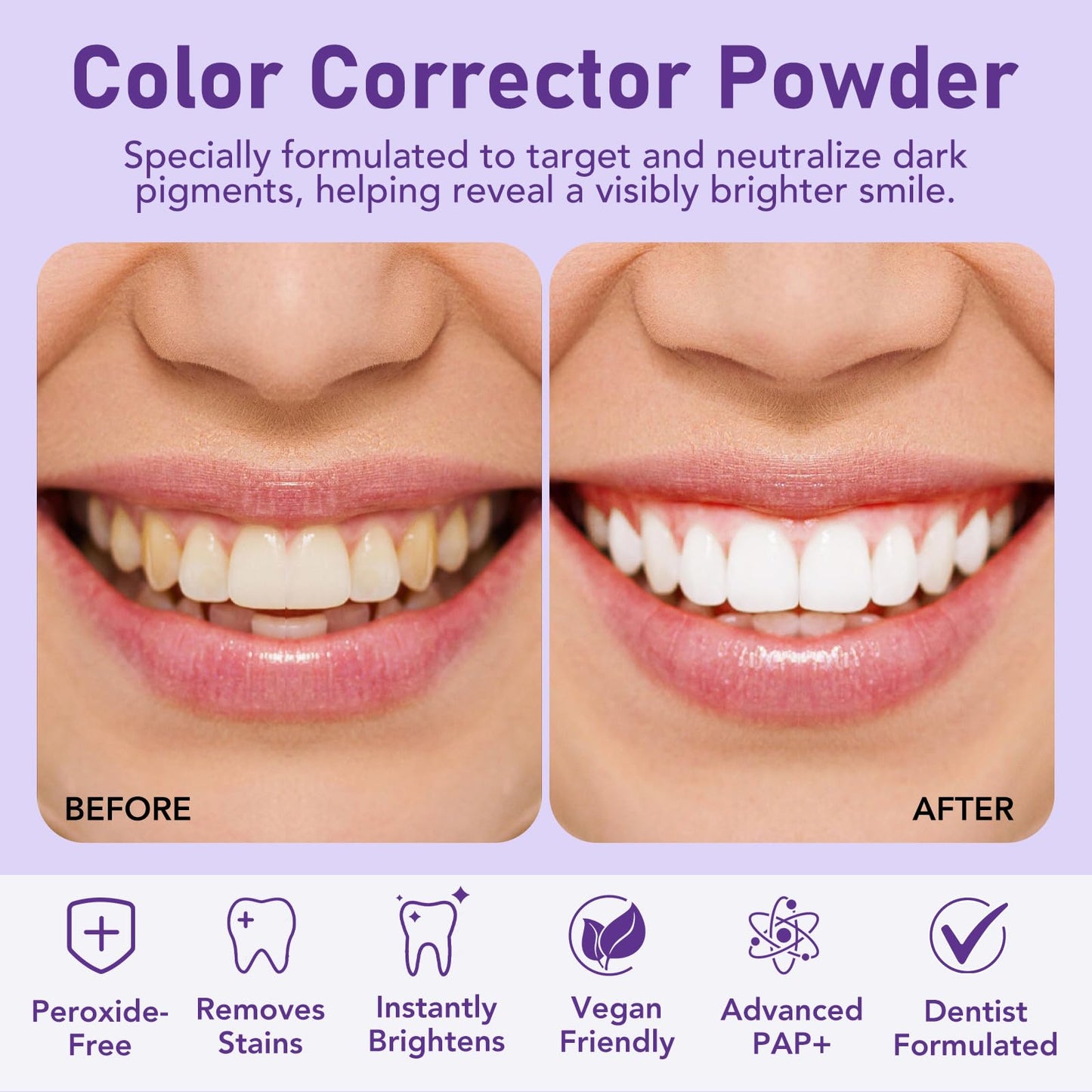 Purple Teeth Whitening Powder 30g - Removes Stains & Mint Fresh Breath