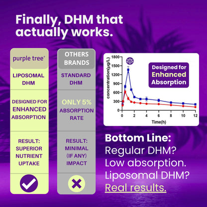 Purple Tree Post-Celebration Wellness Supplement | Liposomal DHM & Glutathione | 90 Pills