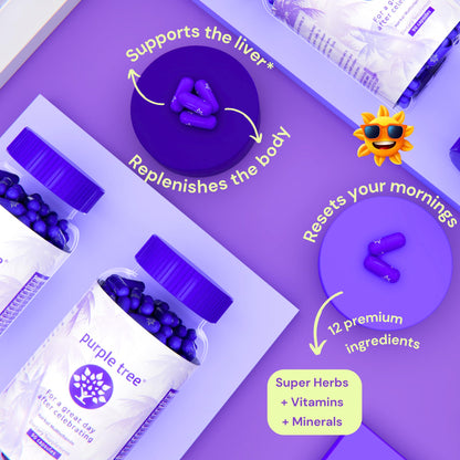 Purple Tree Post-Celebration Wellness Supplement | Liposomal DHM & Glutathione | 90 Pills
