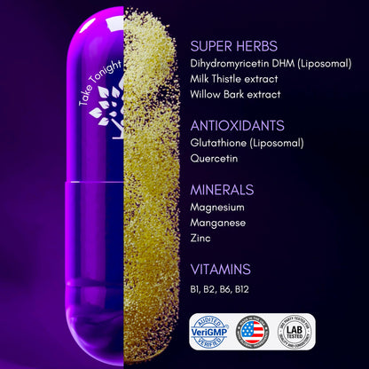Purple Tree Post-Celebration Wellness Supplement | Liposomal DHM, Glutathione & Milk Thistle for Liver Support | 60 Capsules