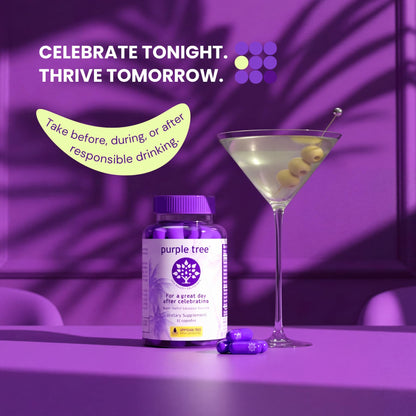 Purple Tree Post-Celebration Wellness Supplement | Liposomal DHM, Glutathione & Milk Thistle for Liver Support | 60 Capsules