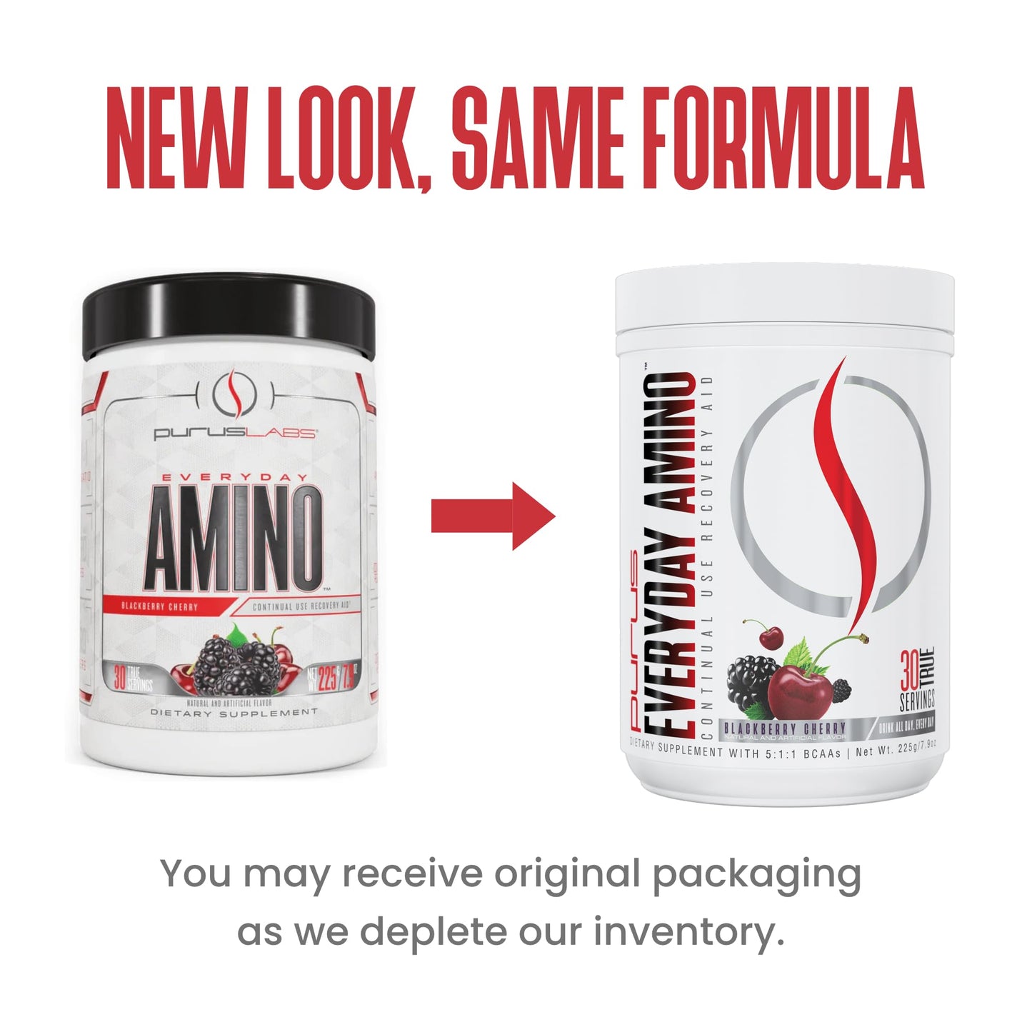 Purus Labs Everyday Amino BCAA Powder – Muscle Hydration & Recovery | Sugar Free & Gluten Free | 30 Servings (BlackBerry Cherry)
