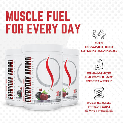 Purus Labs Everyday Amino BCAA Powder – Muscle Hydration & Recovery | Sugar Free & Gluten Free | 30 Servings (BlackBerry Cherry)