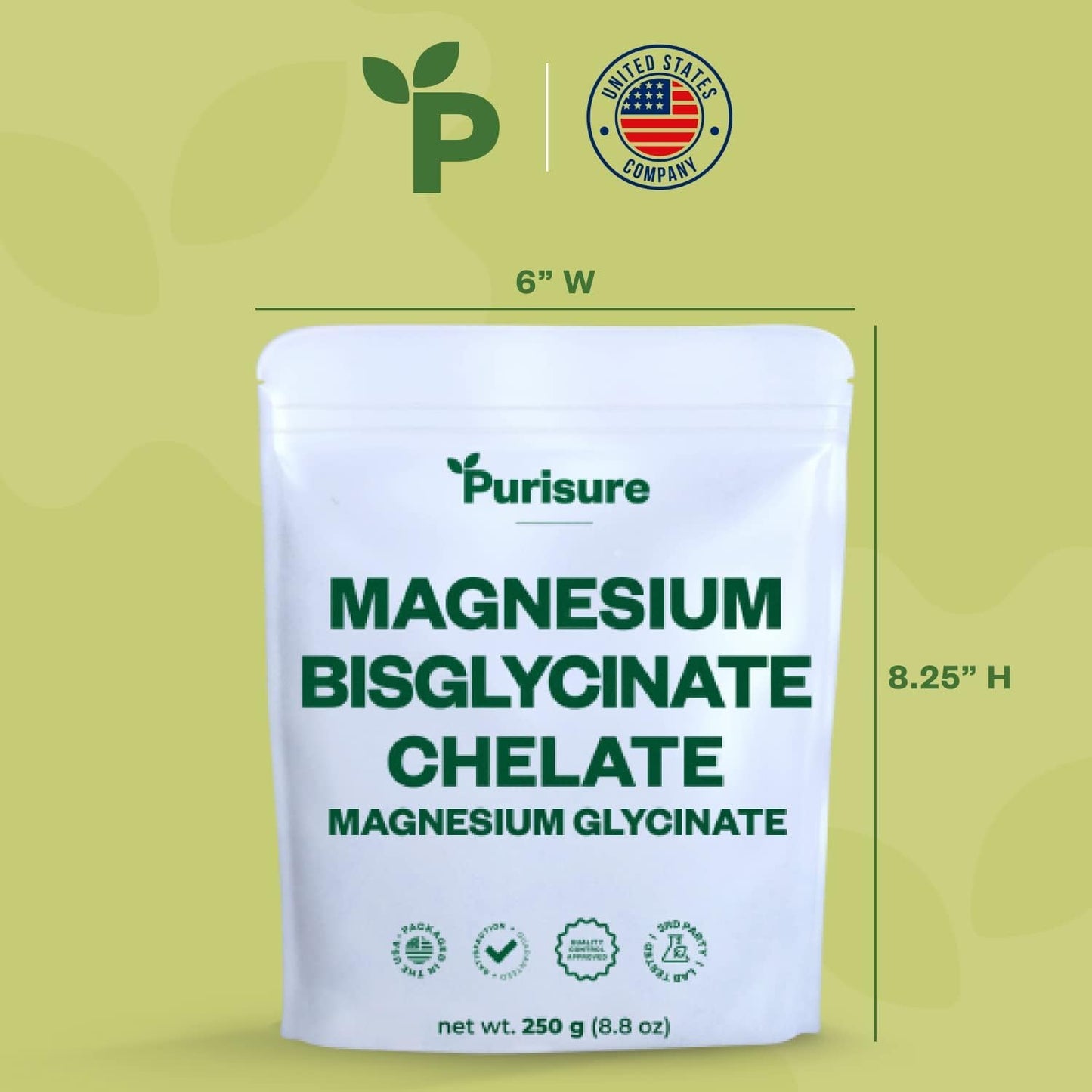 Purusure Magnesium Bisglycinate Chelate 250g | Sleep, Bones & Muscle Support