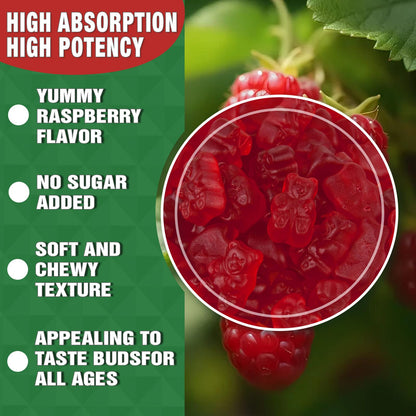 Putaojun Calcium Magnesium Zinc Gummies with Vitamin D3 | Sugar Free, Vegan, Raspberry – 1 Pack