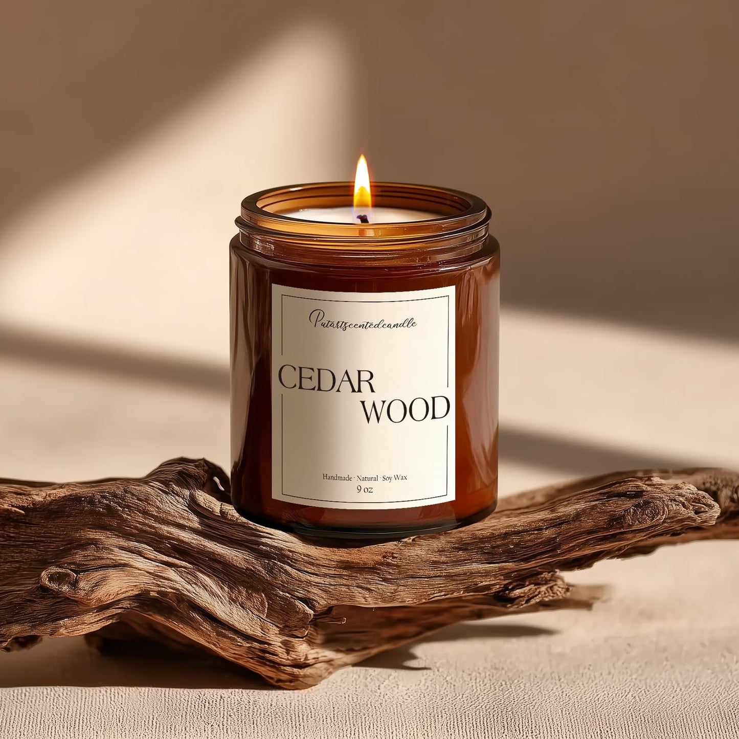 Putart Cedar Wood Soy Candles – Natural, Non-Toxic, Long-Lasting 9oz Jar Candle