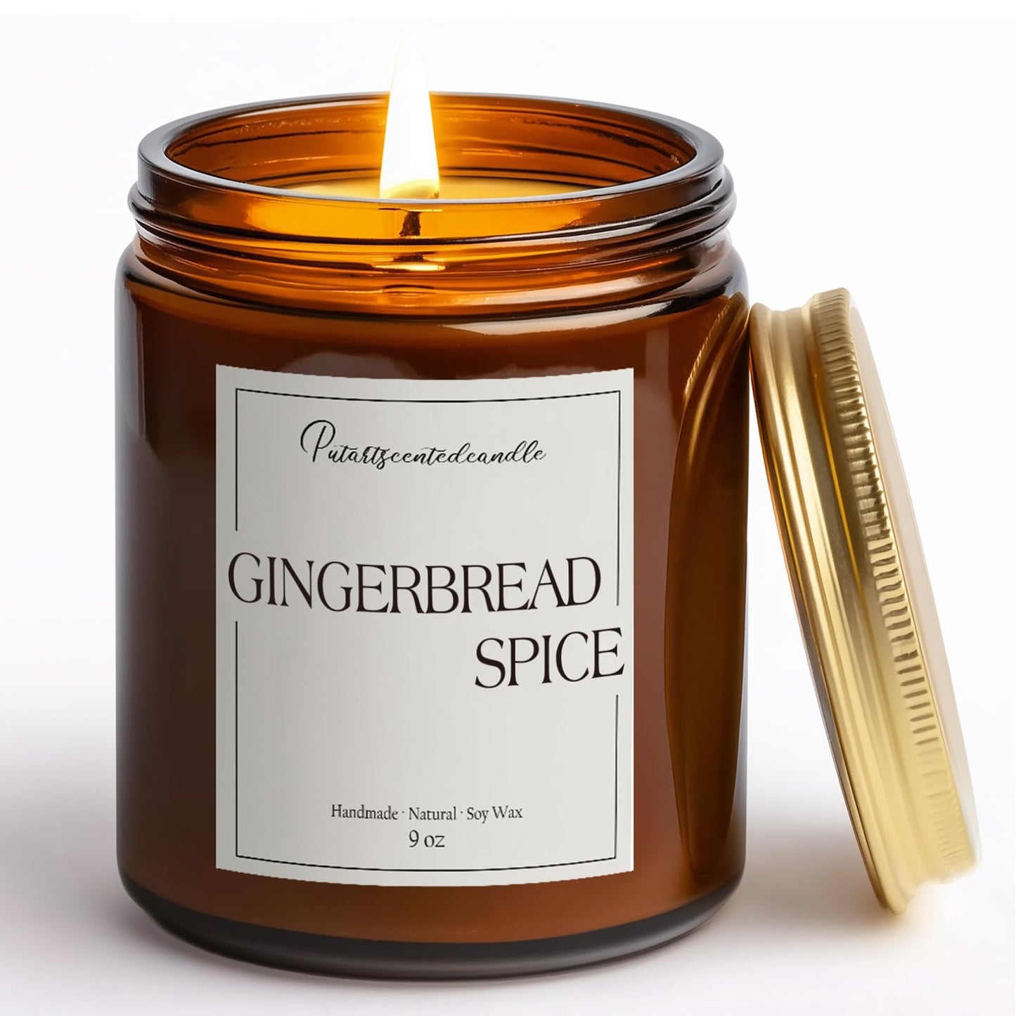 Putart Gingerbread Spice Candles - Natural Soy Wax Aromatherapy 9oz Xmas Jar Gift