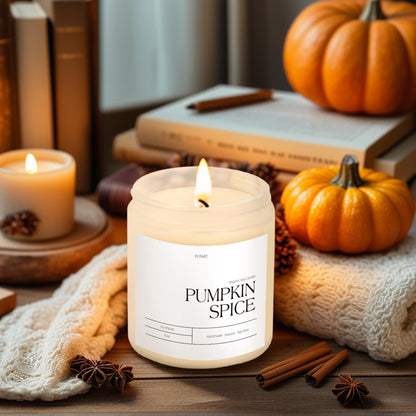 Putart Pumpkin Spice Fall Candles – Natural Soy Wax, 9oz, Non-Toxic Aromatherapy