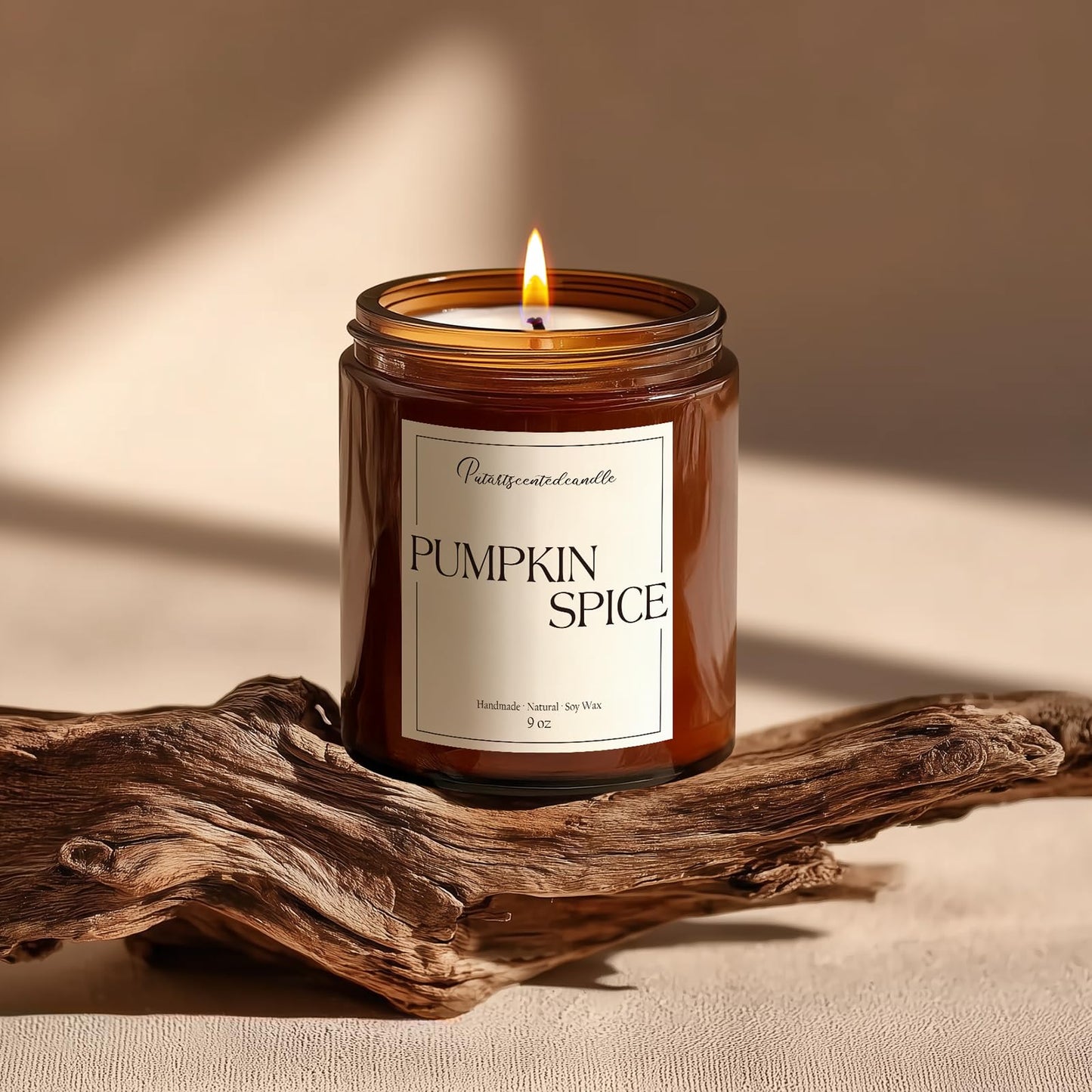 Putart Pumpkin Spice Soy Candle – 9oz, Amber Glass Jar