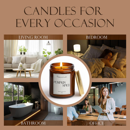 Putart Pumpkin Spice Soy Candle – 9oz, Amber Glass Jar