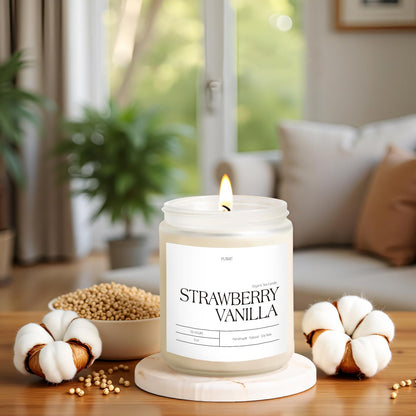 Putart Strawberry Vanilla Soy Candle – 9oz Aromatherapy, Non-Toxic