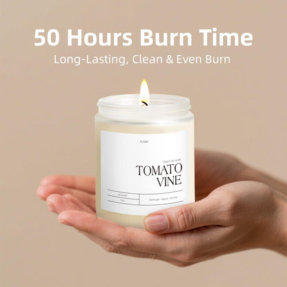 Putart Tomato Vine Candle – Natural Soy Wax Aromatherapy 9oz | Non-Toxic, Stress-Relief Jar