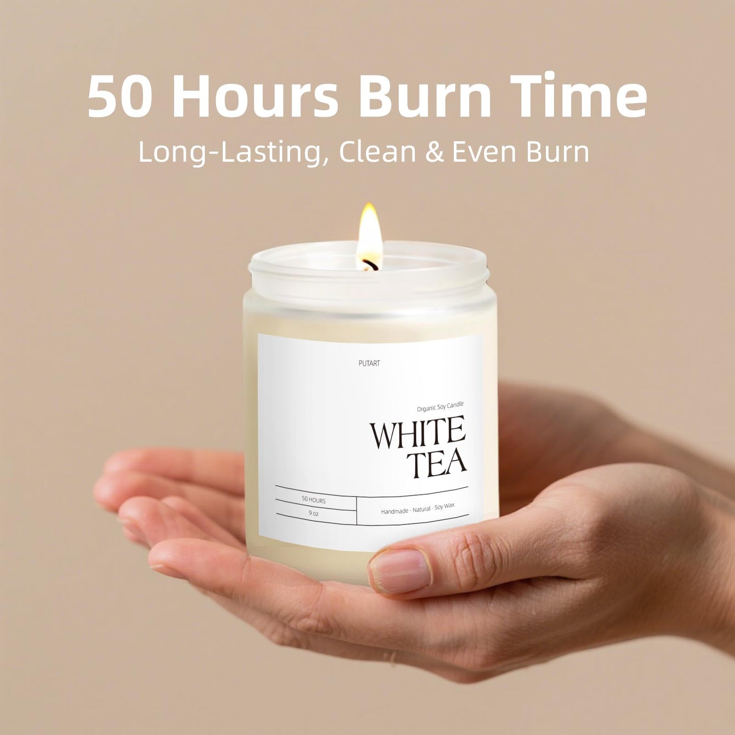 Putart White Tea Candles – Natural Soy Wax Aromatherapy Jar Candle 9oz