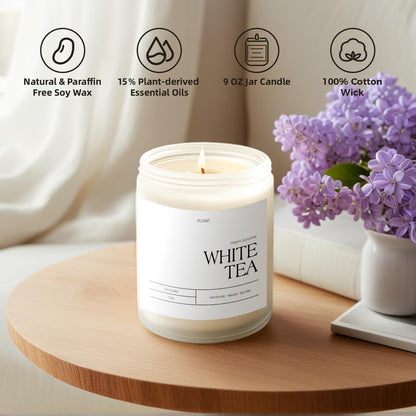 Putart White Tea Candles – Natural Soy Wax Aromatherapy Jar Candle 9oz