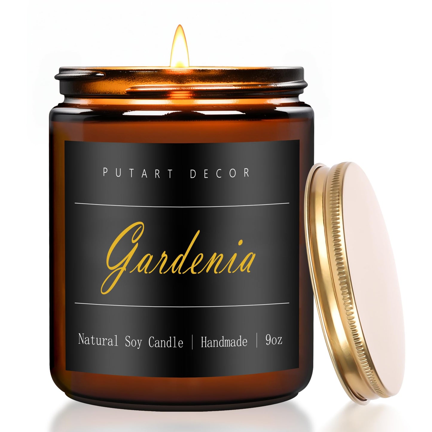 Putart Gardenia Scented Candles – 9oz Natural Soy Wax Jar Candle