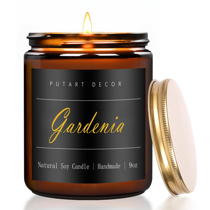 Putart Gardenia Scented Candles – 9oz Natural Soy Wax Jar Candle