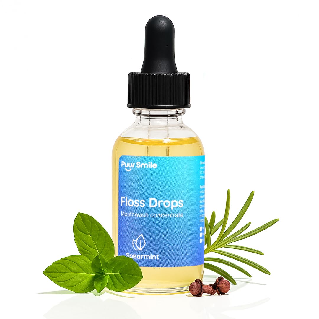 Puur Smile Floss Drop Serum – 2oz Concentrated Mouthwash for Water Flosser | Spearmint & Oral Health