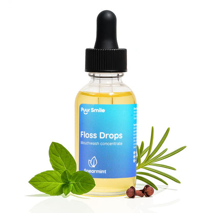Puur Smile Floss Drop Serum – 2oz Concentrated Mouthwash for Water Flosser | Spearmint & Oral Health