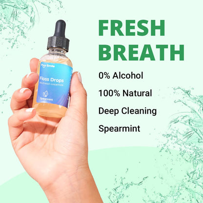 Puur Smile Floss Drop Serum – 2oz Concentrated Mouthwash for Water Flosser | Spearmint & Oral Health