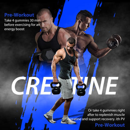 PWERD 120-Count Creatine Monohydrate Gummies 5g – Blueberry, Vegan & Sugar-Free