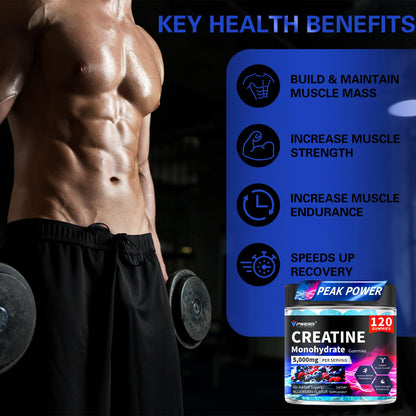 PWERD 120-Count Creatine Monohydrate Gummies 5g – Blueberry, Vegan & Sugar-Free