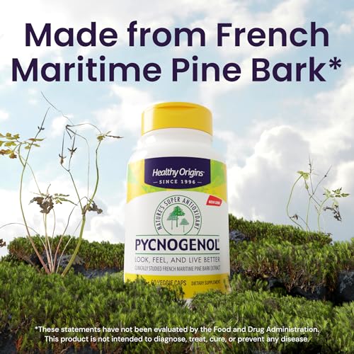 Healthy Origins Pycnogenol 100 mg – Pine Bark Extract, Non-GMO, 60 Veggie Caps