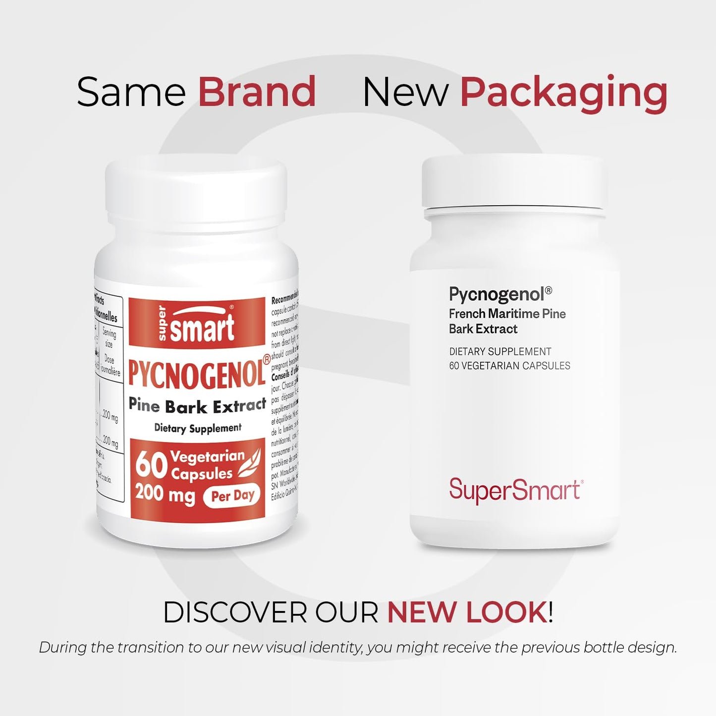 Supersmart Pycnogenol 200mg/day – French Pine Bark Extract, 60 Vegetarian Capsules | Patented & Highly Bioavailable | Non-GMO & Gluten Free