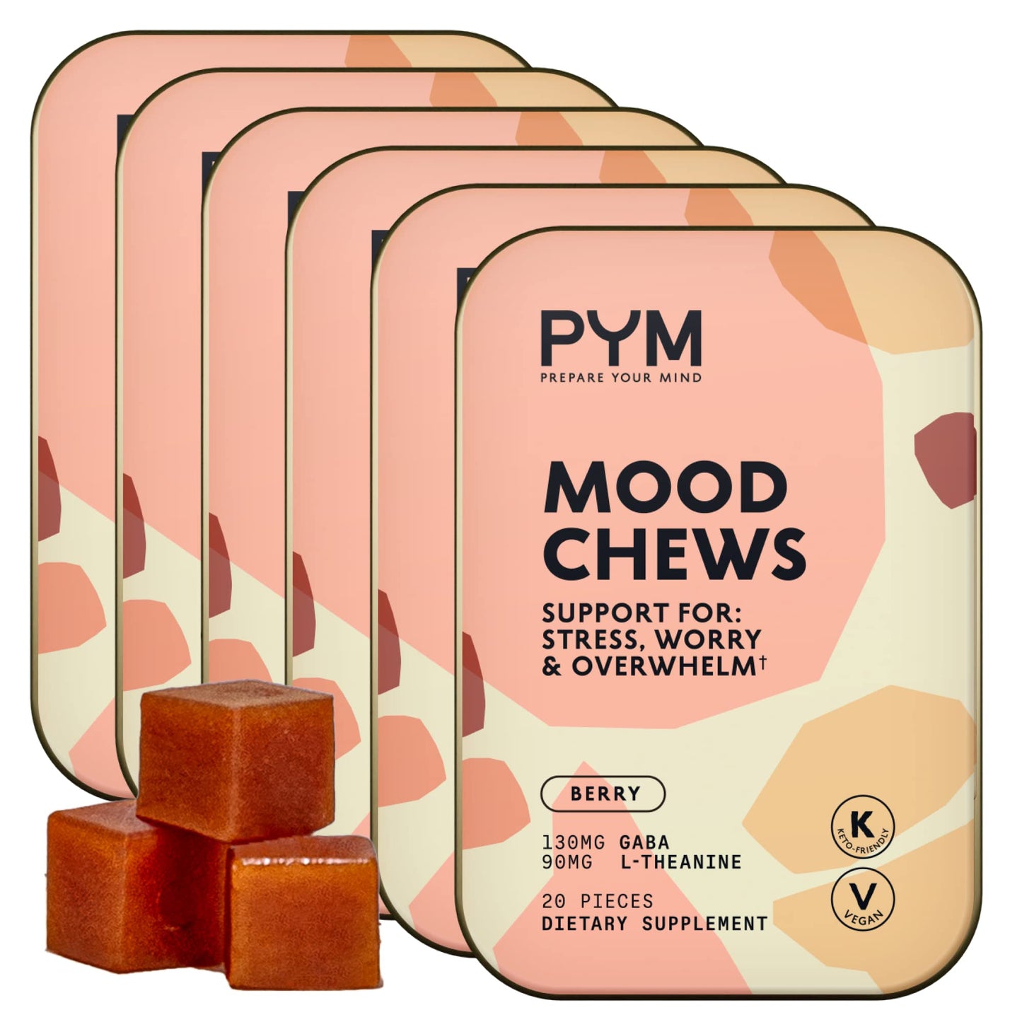 PYM Berry Mood Chews – Stress & Overwhelm Support (120 Count) • Vegan & Gluten-Free