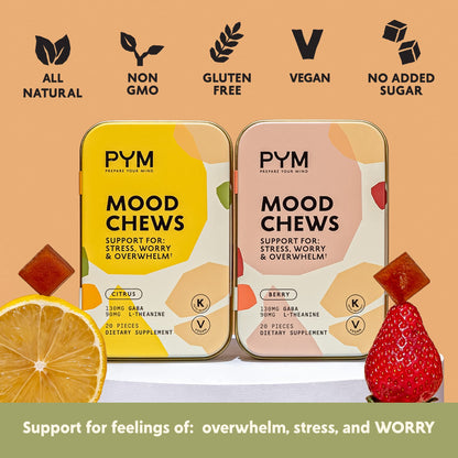 PYM Berry Mood Chews – Stress & Overwhelm Support (120 Count) • Vegan & Gluten-Free