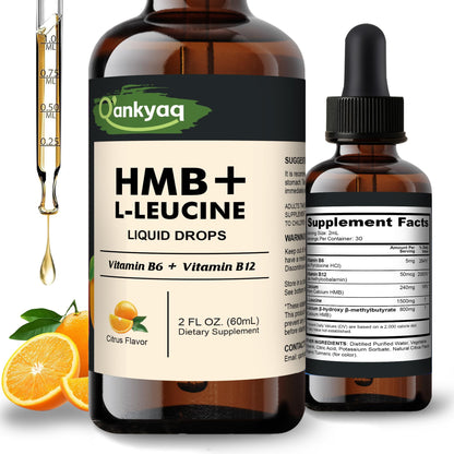 Q'ankyaq Leucine HMB Liquid Drops – Sugar Free, Vegan, 2 Fl Oz | L-Leucine HMB for Muscle Support & Recovery