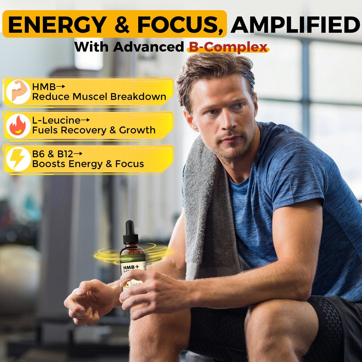 Q'ankyaq Leucine HMB Liquid Drops – Sugar Free, Vegan, 2 Fl Oz | L-Leucine HMB for Muscle Support & Recovery