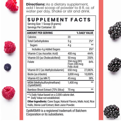 Qhemet Biologics MSM + Biotin Hair Nutrient Blend – 8.5 oz for Hair Growth