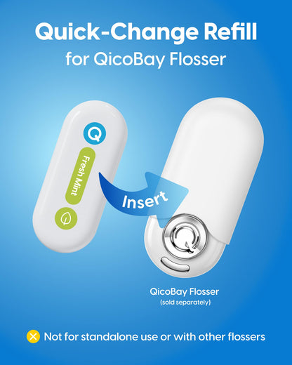 QicoBay Refill Floss Capsule for C1S Flosser - 3 Pack, 90 Uses, PFAS-Free, Super Mint