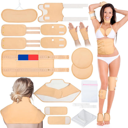Qinzave 17Pcs Castor Oil Pack Wrap – Reusable Full-Body Kit for Detox
