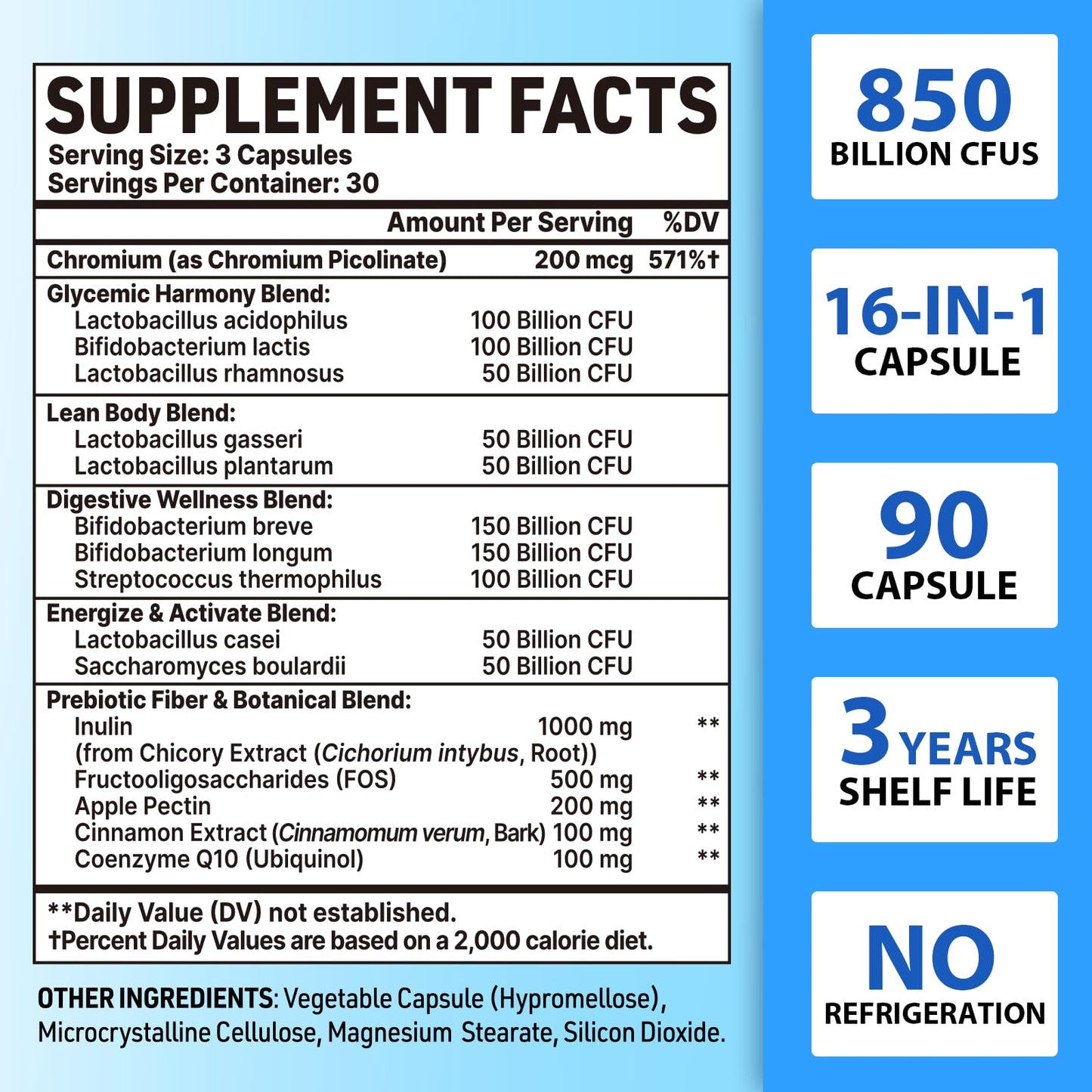 QIVERNAMY Probiotics for Men 50+ — 850B CFU, CoQ10, 360 Caps, 1800mg Prebiotic Fiber