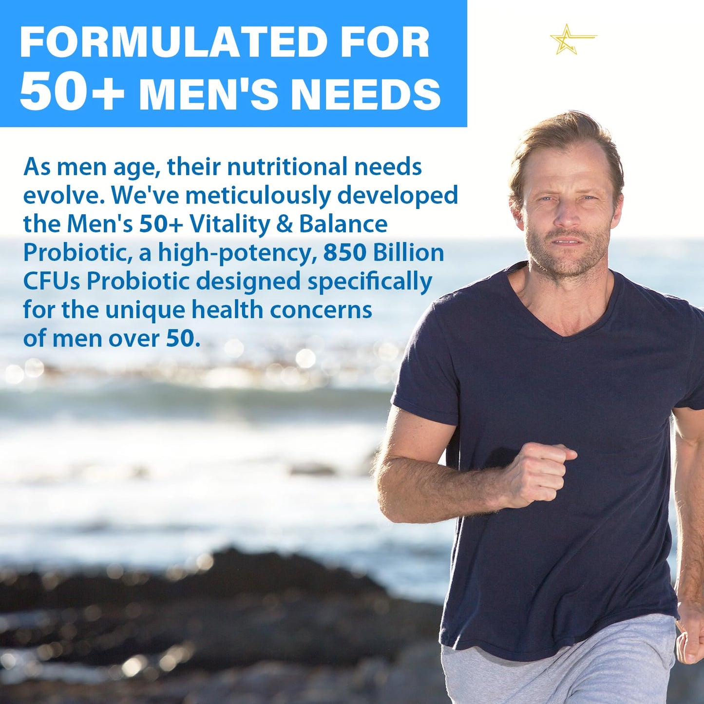 QIVERNAMY Probiotics for Men 50+ — 850B CFU, CoQ10, 360 Caps, 1800mg Prebiotic Fiber