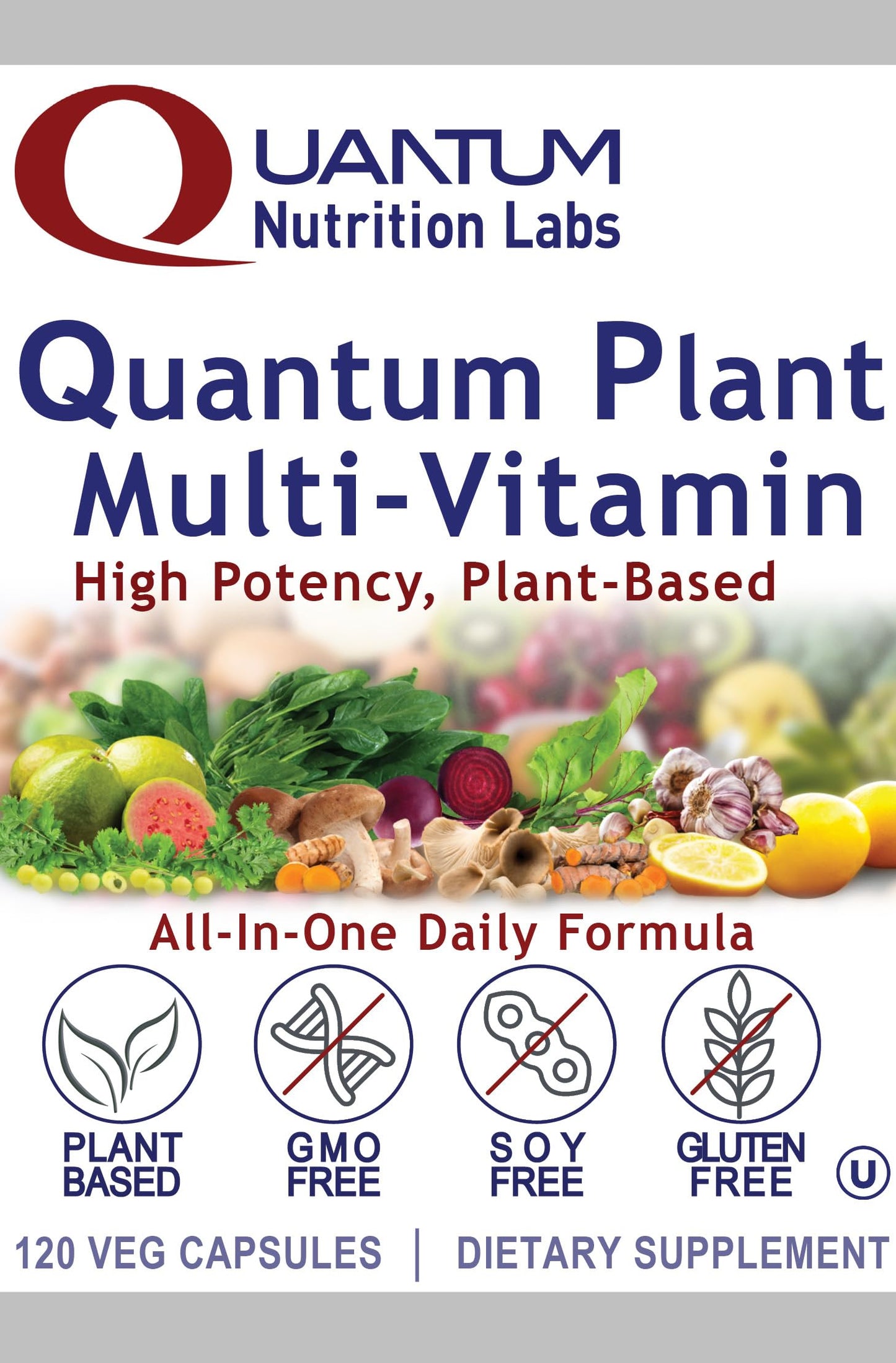 QNL Quantum Plant Multi-Vitamin – Complete Plant-Based Multivitamin for Immune Support (120 Capsules)